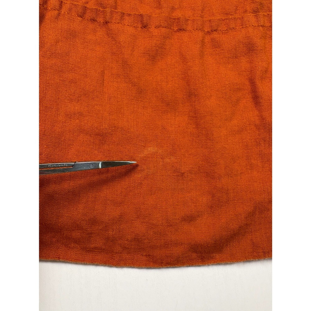 Zara Women Burnt Orange 100% Linen Wide Leg Drawstring Pants Size Small S Boho - Picture 13 of 13